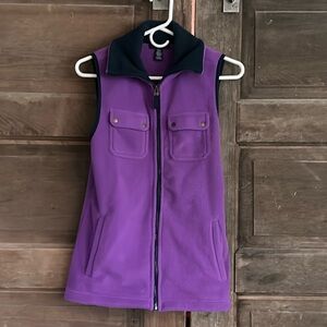 Chaps Size Small Purple & Blue Fleece Vest Full-Zip‎ with Pockets